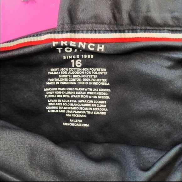 Vintage (NWT) French Toast Navy Pleated Above/At Knee Skirt Size 16 (Pristine) - Picture 4 of 9